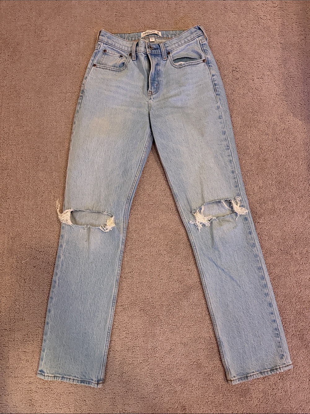 Abercrombie & Fitch Light Blue Curve Love 90s Straight Mid Rise